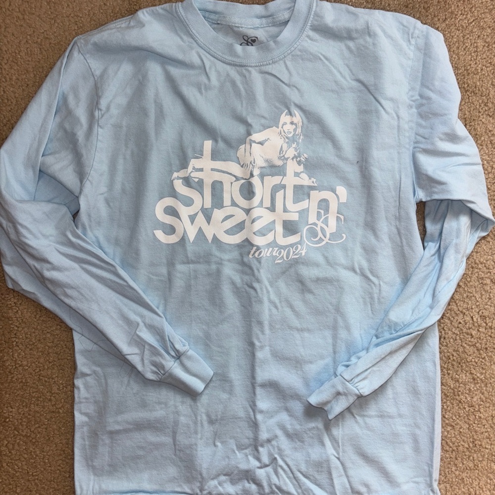 Sabrina Carpenter Tour Light Blue Graphic Long Sleeve Tee
